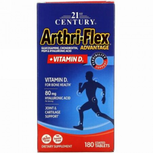 21st Century, Arthri-Flex Advantage、+ Vitamin D3、180コーティング錠