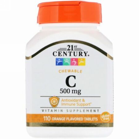21st Century, Chewable C, 500 mg, 110 Orange Flavored Tablets