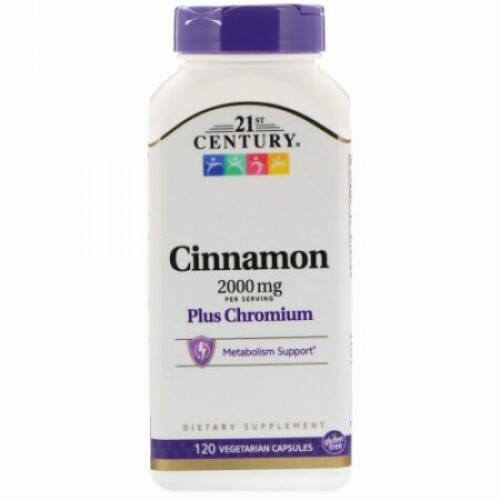 21st Century, Cinnamon Plus Chromium, 2,000 mg, 120 Vegetarian Capsules