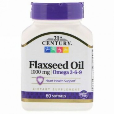 21st Century, 亜麻仁油、1000mg、ソフトジェル60錠