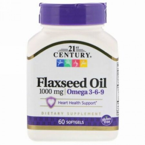 21st Century, 亜麻仁油、1000mg、ソフトジェル60錠