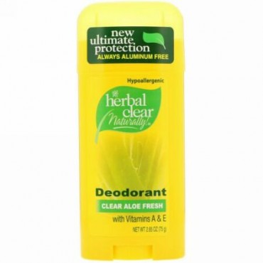 21st Century, Herbal Clear Naturally!, Deodorant, Clear Aloe Fresh, 2.65 oz (75 g) (Discontinued Item)