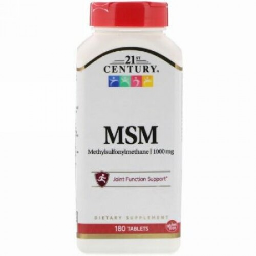 21st Century, MSM-1000マキシマムストレングス、1,000 mg、180錠