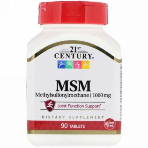 21st Century, MSM （メチルサルフォニルメタン）最大強度, 1,000 mg, 90錠