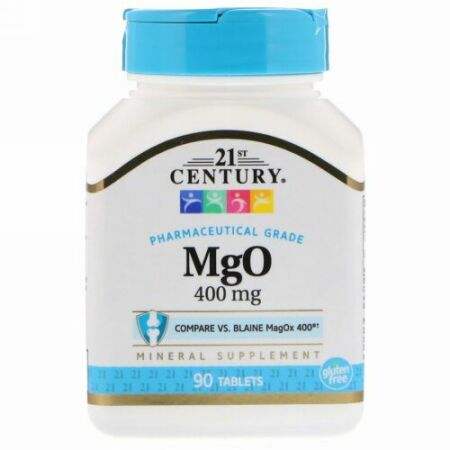 21st Century, MgO, マグネシウム オキシド, 400 mg, 90 タブレット