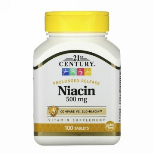 21st Century, ナイアシン、 プロロングドリリース、 500 mg、 100 タブレット