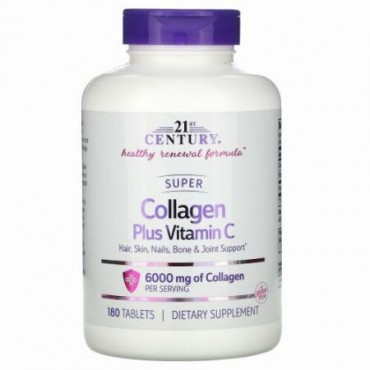 21st Century, Super Collagen Plus Vitamin C, 6,000 mg, 180 Tablets