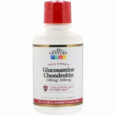 21st Century, Triple Strength Liquid Glucosamine Chondroitin, Raspberry Flavor, 16 fl oz (480 ml) (Discontinued Item)