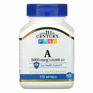 21st Century, ビタミンA、3,000mcg（10,000IU）、ソフトジェル110粒