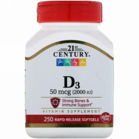 21st Century, Vitamin D3, 50 mcg (2,000 IU), 250 Liquid Softgels