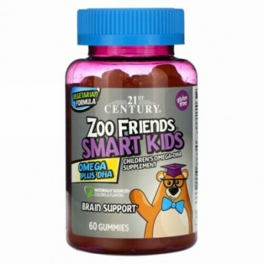 21st Century, Zoo Friends（ズーフレンズ）、スマートキッズ、オメガプラスDHA、グミ60粒