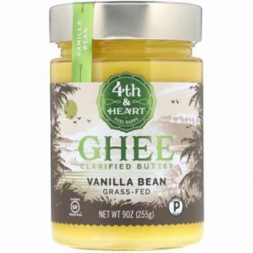 4th & Heart, Ghee Butter, Grass-Fed, Vanilla Bean, 9 oz (225 g)