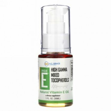 A.C. Grace Company, ユニークE、ナチュラルビタミンEオイル、1 fl oz