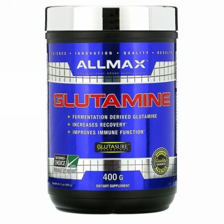 ALLMAX Nutrition, 純粋ミクロン化グルタミン100％、グルテンフリー＋ベーガン＋コーシャー認定、400g（14.1oz）