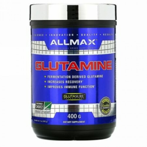 ALLMAX Nutrition, 純粋ミクロン化グルタミン100％、グルテンフリー＋ベーガン＋コーシャー認定、400g（14.1oz）