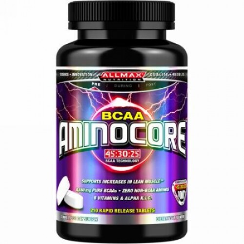 ALLMAX Nutrition, アミノコア、BCAA、BCAA 8g、100% 純粋な45:30:25比率、グルテンフリー、急速溶解タブレット210錠 (Discontinued Item)