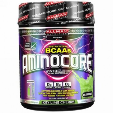 ALLMAX Nutrition, AMINOCORE, BCAA, 8G BCAAs, 100% Pure 45:30:25 Ratio, Gluten Free, Key Lime Cherry, 1 lbs (462 g) (Discontinued Item)