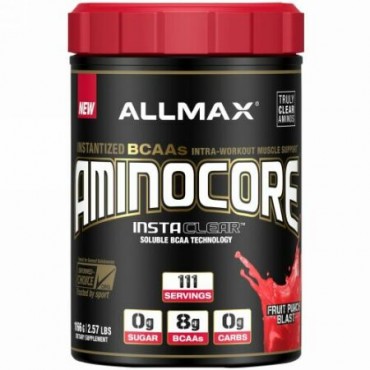 ALLMAX Nutrition, AMINOCORE, Instantized BCAAs Intra-Workout Muscle Support, Fruit Punch Blast, 2.57 lbs. (1166 g) (Discontinued Item)