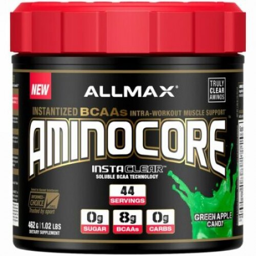 ALLMAX Nutrition, AMINOCORE, Instantized BCAAs Intra-Workout Muscle Support, Green Apple Candy, 1.02 lb (462 g) (Discontinued Item)