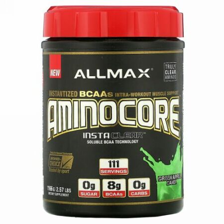 ALLMAX Nutrition, AMINOCORE（アミノコア）、すぐに飲めるBCAAイントラワークアウトマッスルサポート、グリーンアップルキャンディ味、1,166g（2.57ポンド） (Discontinued Item)