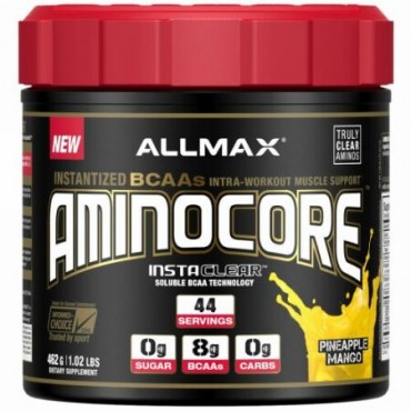 ALLMAX Nutrition, AMINOCORE（アミノコア）、 インスタント化BCAAイントラワークアウトマッスルサポート、パイナップルマンゴー、462g（1.02ポンド） (Discontinued Item)