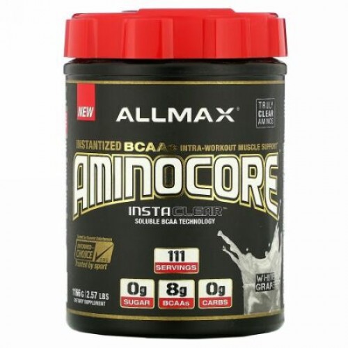 ALLMAX Nutrition, AMINOCORE（アミノコア）、インスタント化BCAAイントラワークアウトマッスルサポート、ホワイトグレープ味、1166 g（2.57ポンド） (Discontinued Item)