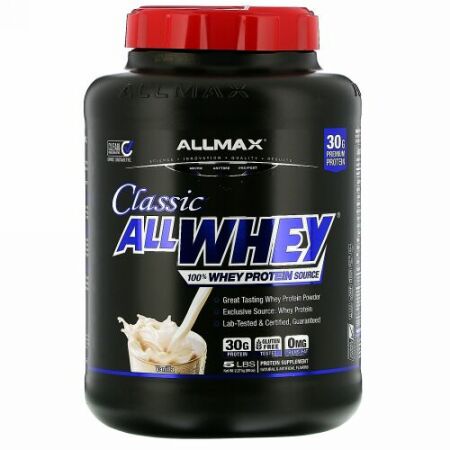 ALLMAX Nutrition, AllWhey（オールホエイ）クラシック、100％ホエイタンパク質、フレンチバニラ、2.27kg（5ポンド）
