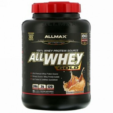 ALLMAX Nutrition, AllWhey（オールホエイ）ゴールド、100％ホエイタンパク質＋プレミアムホエイタンパク質分離物、シナモンフレンチトースト、2.27kg（5ポンド） (Discontinued Item)