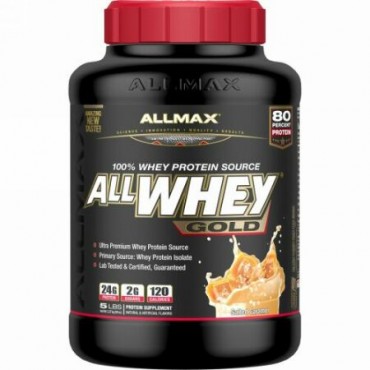 ALLMAX Nutrition, AllWhey（オールホエイ）ゴールド、100％ホエイタンパク質ソース、塩キャラメル、2.27 kg。 (Discontinued Item)