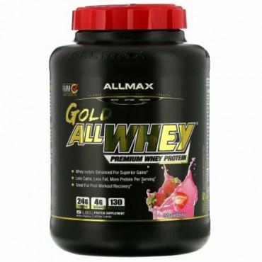 ALLMAX Nutrition, AllWhey（オールホエイ）ゴールド、プレミアムホエイタンパク質、ストロベリー、2.27kg（5ポンド）