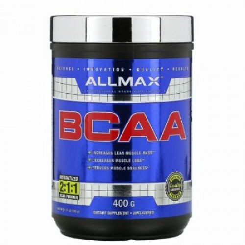 ALLMAX Nutrition, BCAA、すぐ飲める、2：1：1比率、無香料パウダー、400g