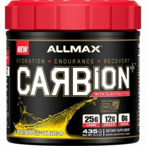 ALLMAX Nutrition, CARBion+ with Electrolytes + Hydration, Gluten-Free + Vegan Certified, Pineapple Mango, 15.3 oz (435 g) (Discontinued Item)