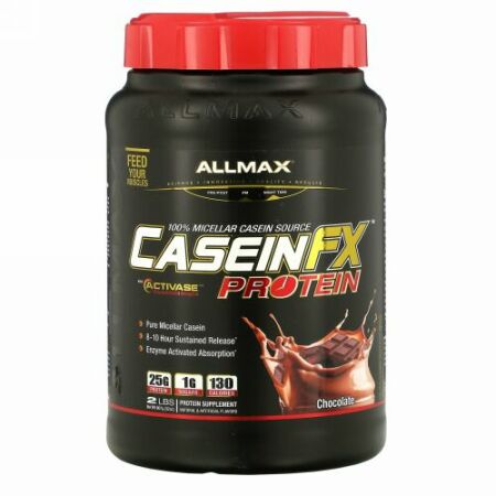 ALLMAX Nutrition, カゼインFX、100％カゼインミセルタンパク質、チョコレート、2ポンド （907g）