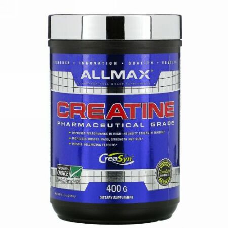 ALLMAX Nutrition, クレアチンパウダー、100%ピュア微粒子化クレアチンモノハイドレート、医療薬グレードのクレアチン、400 g（14.11 oz）