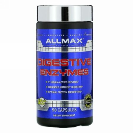 ALLMAX Nutrition, 消化酵素+タンパク質最適化剤、90カプセル