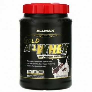 ALLMAX Nutrition, Gold AllWhey（ゴールドオールホエイ）、100％プレミアムホエイタンパク質、クッキー＆クリーム、907g（32オンス）