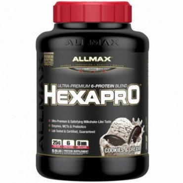ALLMAX Nutrition, Hexapro、ウルトラプレミアムプロテイン+ MCT＆ココナッツオイル、クッキー＆クリーム、5.5 lbs (2.5 kg) (Discontinued Item)