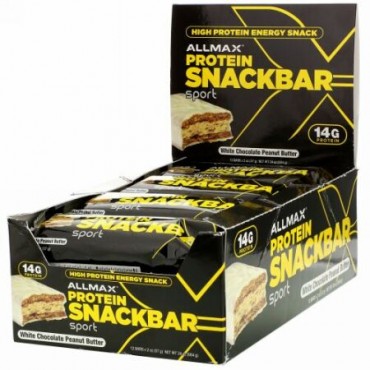 ALLMAX Nutrition, 高タンパクエネルギースナック、プロティンバー、ホワイトチョコレートピーナッツバター、12本、各57g（2 oz）