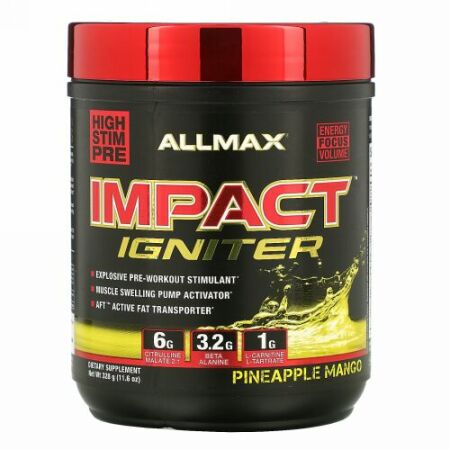 ALLMAX Nutrition, インパクト・イグナイター、プレワークアウト、パイナップルマンゴー、11.6 oz (328 g)