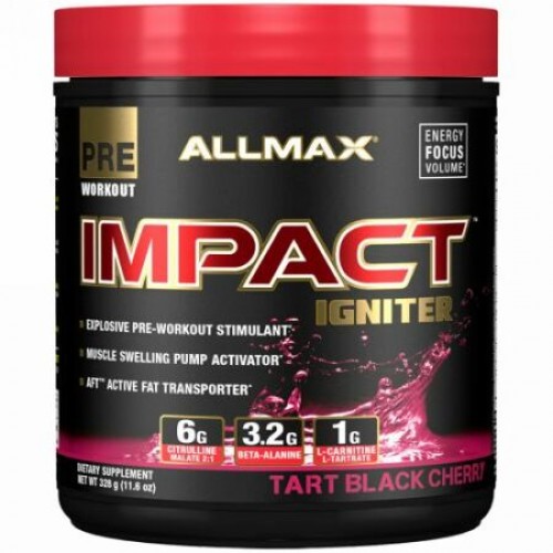 ALLMAX Nutrition, インパクトイグナイター・プレワークアウト、タルトブラックチェリー、11.6 oz (328 g) (Discontinued Item)