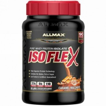 ALLMAX Nutrition, Isoflex、100% ウルトラピュア・ホエイタンパク質分離物 (WPI イオン的に帯電した粒子ろ過)、キャラメルマキアート、2 lbs (907 g) (Discontinued Item)