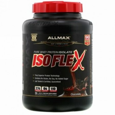 ALLMAX Nutrition, アイソフレックス、高純度ホエイタンパク質分離物（イオン荷電粒子ろ過ホエイタンパク質分離物）、チョコレート、2.27kg（5ポンド）