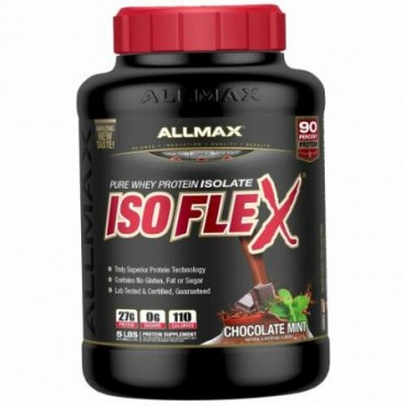 ALLMAX Nutrition, イソフレックス、ホエイタンパク質アイソレート(WPIイオン充電粒子濾過)、チョコレート、5ポンド (2.27 kg)
