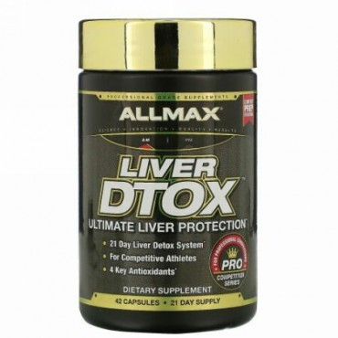 ALLMAX Nutrition, 超強力シリマリン（オオアザミ）とターメリック（95%クルクミン）配合肝臓Dtox、42カプセル