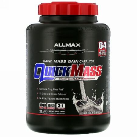 ALLMAX Nutrition, クイックマス急速マスゲイン進化剤、クッキー＆クリーム、6 lbs (2.72 kg)