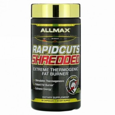 ALLMAX Nutrition, ラピッドカッツ・シュレデッド、本物のオールインワン・ファットバーナー、カプセル90粒
