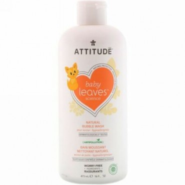 ATTITUDE, ベビーリーフサイエンス、ナチュラルバブルウォッシュ、ナシネクター、16液量オンス (473 ml) (Discontinued Item)