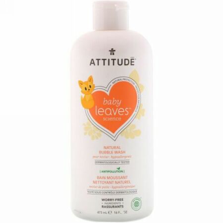 ATTITUDE, ベビーリーフサイエンス、ナチュラルバブルウォッシュ、ナシネクター、16液量オンス (473 ml) (Discontinued Item)