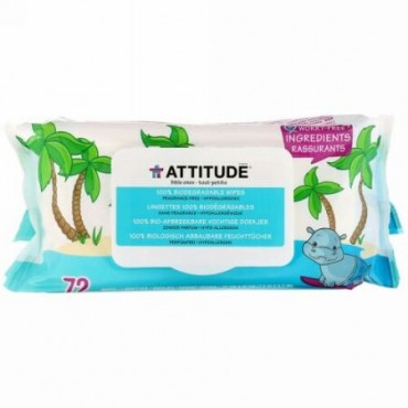 ATTITUDE, エコワイプ、無香料、72枚 (Discontinued Item)