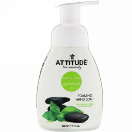 ATTITUDE, 発泡ハンドソープ, グリーンアップル＆バジル, 10液量オンス（295 ml） (Discontinued Item)
